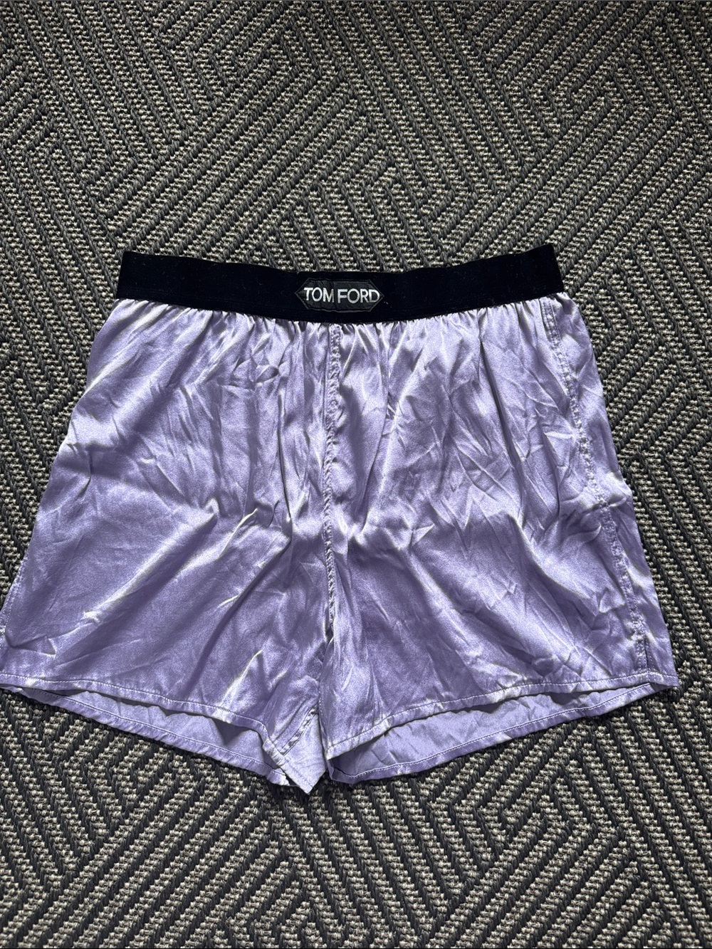 Tom Ford Lavender Satin Boxers with Black Elastic Waistband
